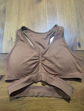 Alphalete Womens Athletic Brown Orange Stratus Cut Out Sports Bra Size Medium